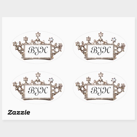 Eigen tiara Label-stickers Ovale Sticker (Vel)