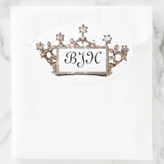 Eigen tiara Label-stickers Ovale Sticker (Tas)