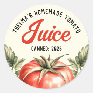 Eigen tomatensap op voorraad houden ronde sticker