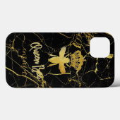 Eigen TONEN BONT Gold Black Marble Phone 11 12 Case-Mate iPhone Case (Achterkant (horizontaal))