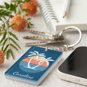 Eigen tropische eilanden - zeestransoorzonnekunst sleutelhanger