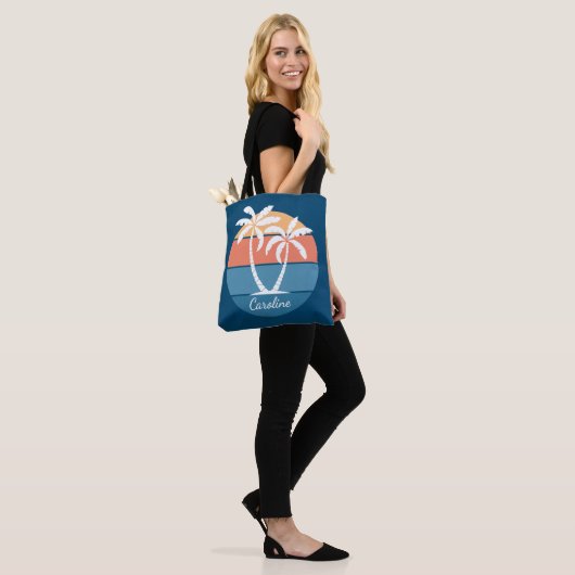 Eigen tropische eilanden - zeestransoorzonnekunst tote bag (Op model)