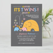 Eigen twijnen baby-olifant en bloemdouche kaart (Staand voorkant)