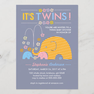 Eigen twijnen baby-olifant en bloemdouche kaart