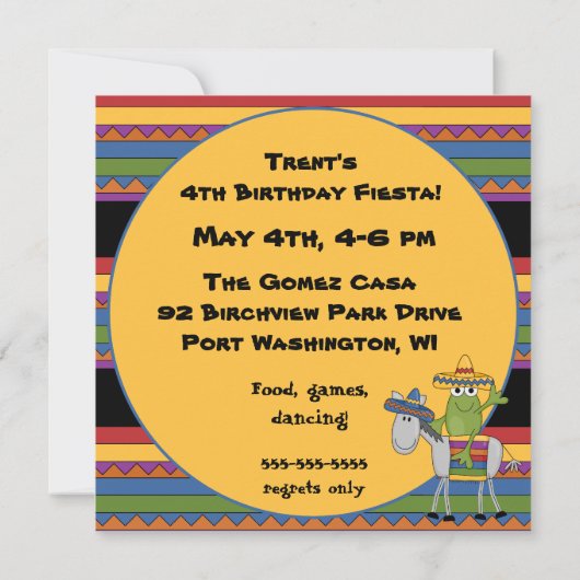 Eigen uitnodiging van kikkers Cinco de Mayo (Achterkant)