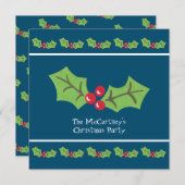 Eigen uitnodiging voor kerstfeestdagen in Holly en (Voorkant / Achterkant)