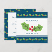 Eigen uitnodiging voor kerstfeestdagen in Holly en (Voorkant / Achterkant)