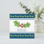 Eigen uitnodiging voor kerstfeestdagen in Holly en (Staand voorkant)