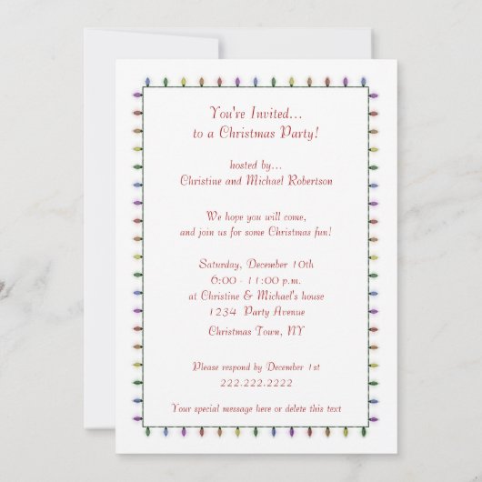 Eigen uitnodiging voor rendierkerstfeestdagen (Achterkant)