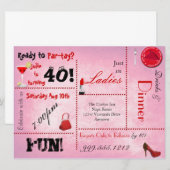 Eigen uitnodiging voor Rode en Roze verjaardag (Voorkant / Achterkant)