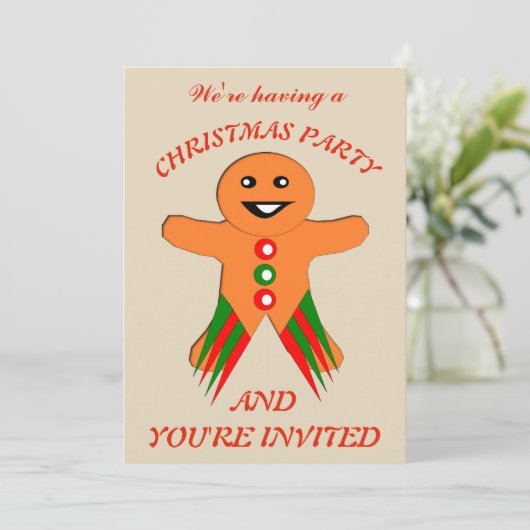 Eigen uitnodigingen voor kerstfeestdagen Gingerbro (Staand voorkant)