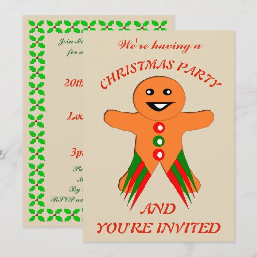 Eigen uitnodigingen voor kerstfeestdagen Gingerbro (Voorkant / Achterkant)