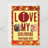 Eigen unieke 2 foto Collage I Love My Vriendin Feestdagenkaart (Voorkant)