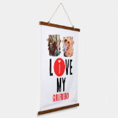 Eigen unieke 2 foto Collage I Love My Vriendin Hangend Wandkleed (Gebogen)