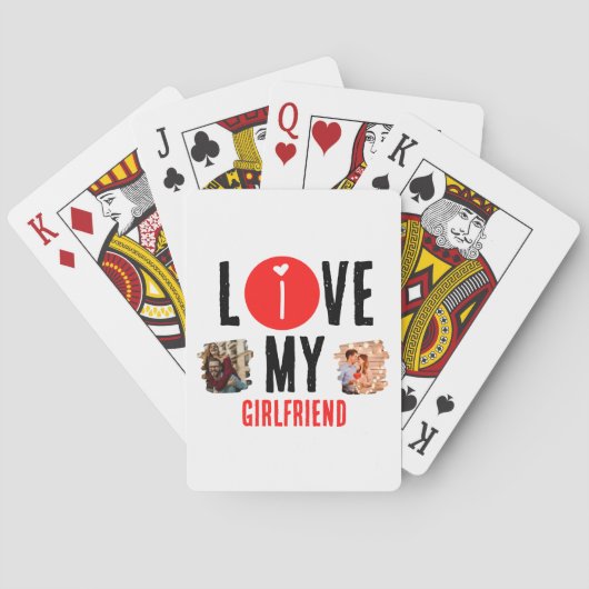 Eigen unieke 2 foto Collage I Love My Vriendin Pokerkaarten (Achterkant)