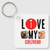 Eigen unieke 2 foto Collage I Love My Vriendin Sleutelhanger (Voorkant)