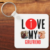 Eigen unieke 2 foto Collage I Love My Vriendin Sleutelhanger (Voorkant)