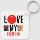 Eigen unieke 2 foto Collage I Love My Vriendin Sleutelhanger (Achterkant)
