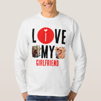 Eigen unieke 2 foto Collage I Love My Vriendin T-shirt
