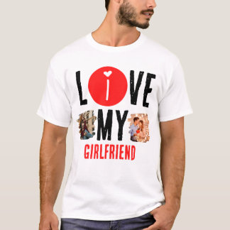 Eigen unieke 2 foto Collage I Love My Vriendin T-shirt
