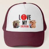 Eigen unieke 2 foto Collage I Love My Vriendin Trucker Pet (Voorkant)