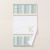 Eigen unieke Seafoam Green White Tan Stripe Art Bad Handdoek (Handdoek)