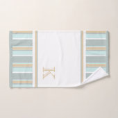 Eigen unieke Seafoam Green White Tan Stripe Art Bad Handdoek (Handdoek)