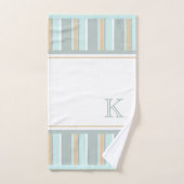 Eigen unieke Seafoam Green White Tan Stripe Art Bad Handdoek (Handdoek)