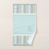 Eigen unieke Seafoam Green White Tan Stripe Art Bad Handdoek (Handdoek)