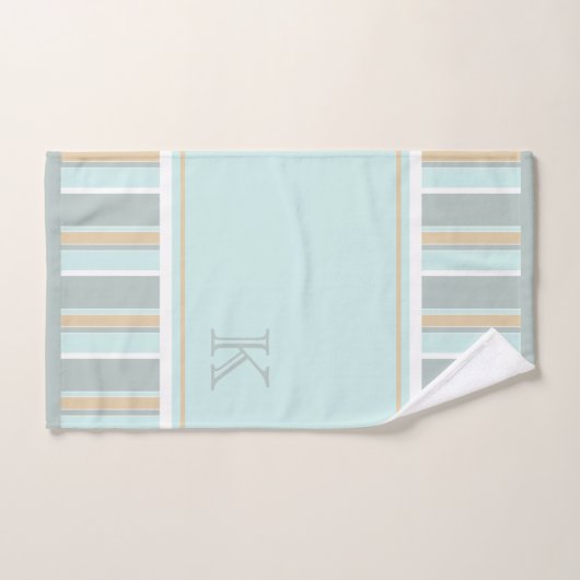 Eigen unieke Seafoam Green White Tan Stripe Art Bad Handdoek (Handdoek)