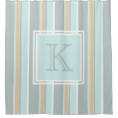 Eigen unieke Seafoam Green White Tan Stripe Art Douchegordijn (Voorkant)