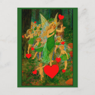 Eigen Valentijn Fairy Princess Red Hearts Cupids Briefkaart