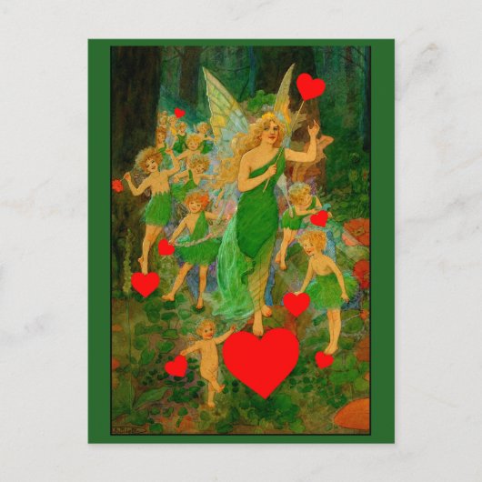 Eigen Valentijn Fairy Princess Red Hearts Cupids Briefkaart (Voorkant)