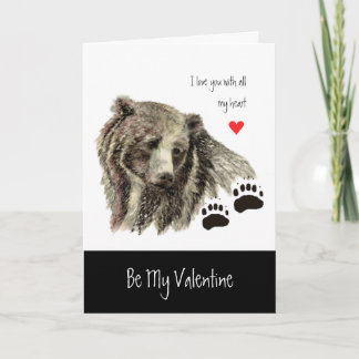 Eigen Valentijn Love Heart Grizzly Beer Animal Feestdagen Kaart