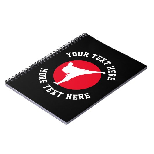 Eigen vechtkunsten karate schoppen met een deklaag notitieboek (Linkerzijde)