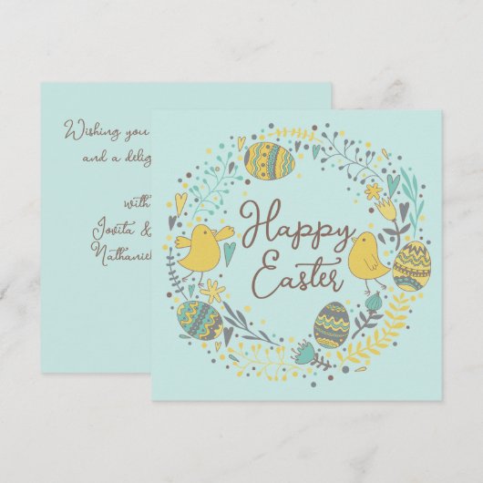 Eigen veer-vlinderkoepelkoepels, gelukkig paasen feestdagenkaart (Voorkant / Achterkant)