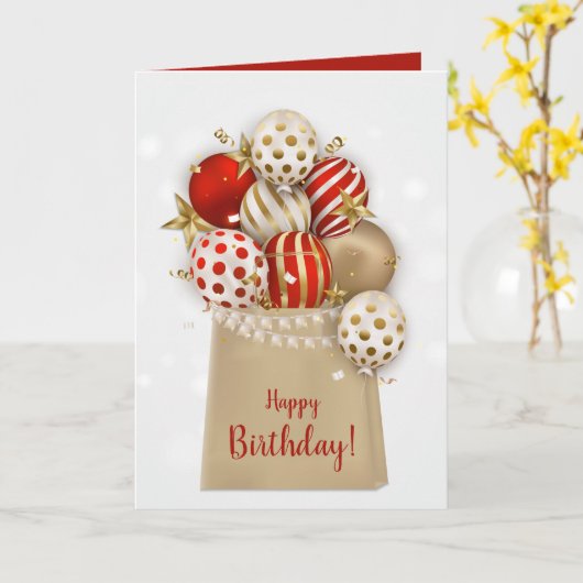 Eigen verjaardag van ballonnen kaart (Gele Bloem)