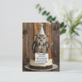 Eigen verjaardagstaart met briefje met voeten briefkaart (Staand voorkant)