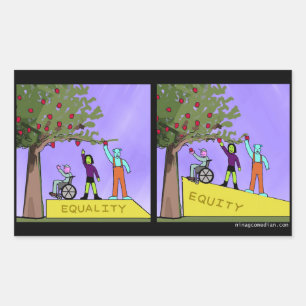 Eigen vermogen versus gelijkheid rechthoekige sticker