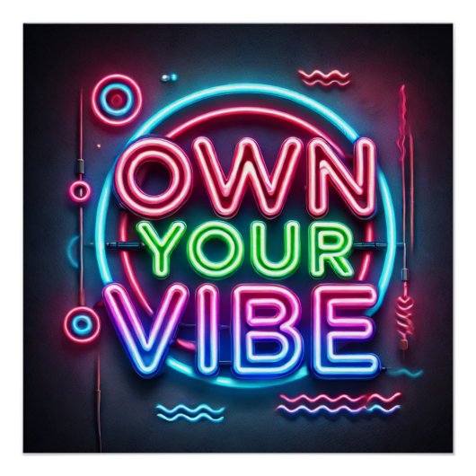 Eigen vibe - Neon Motivatie Poster (Voorkant)