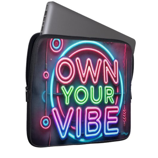 Eigen Vibe – Neon Neopreen laptophoes Laptop Sleeve (Voorkant Rechts)