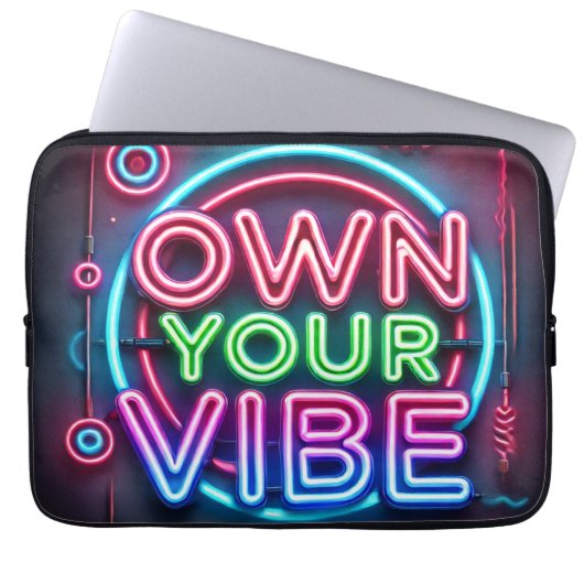 Eigen Vibe – Neon Neopreen laptophoes Laptop Sleeve (Voorkant)