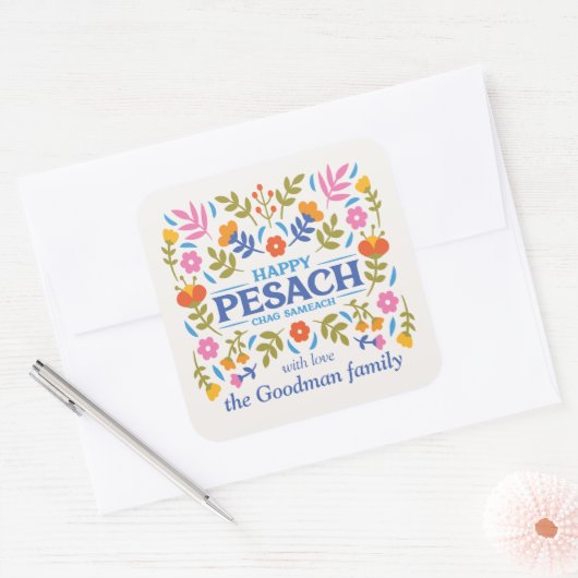 Eigen vierkant Passover Cadeaulabel Vierkante Sticker (Envelop)