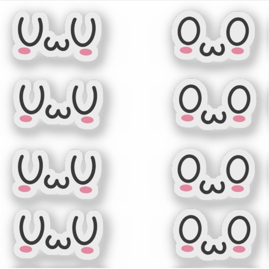 Eigen vinylSticker voor Uwu en Owo Sticker (Voorkant)