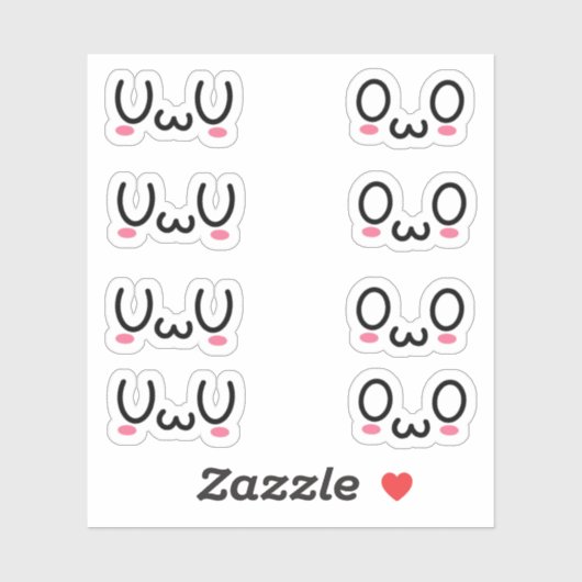 Eigen vinylSticker voor Uwu en Owo Sticker (Vel)