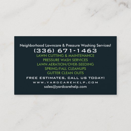 Eigen Visitekaartje voor Eigen zorg en drukwas (Achterkant)