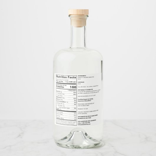 Eigen voedseletiket conform de FDA Likeurfles Etiket (Voorkant)