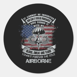 Eigen voor altijd de titel Airborne US Army Vetera Ronde Sticker