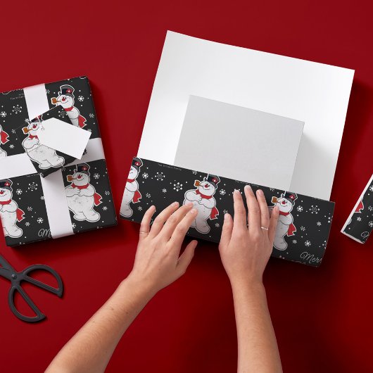 Eigen vorst voor de Snowman-kerstsnowflake Cadeaupapier