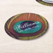 Eigen vreugdevetherpeafowloogbruiloft ronde kartonnen onderzetter (Gebogen)